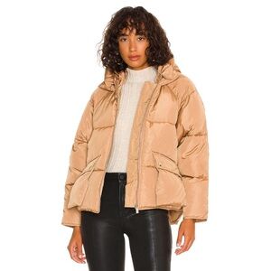 TOAST Society Pluto Puffer Jacket in Cinnamon Golden Mustard Brown Shiny Sheen
